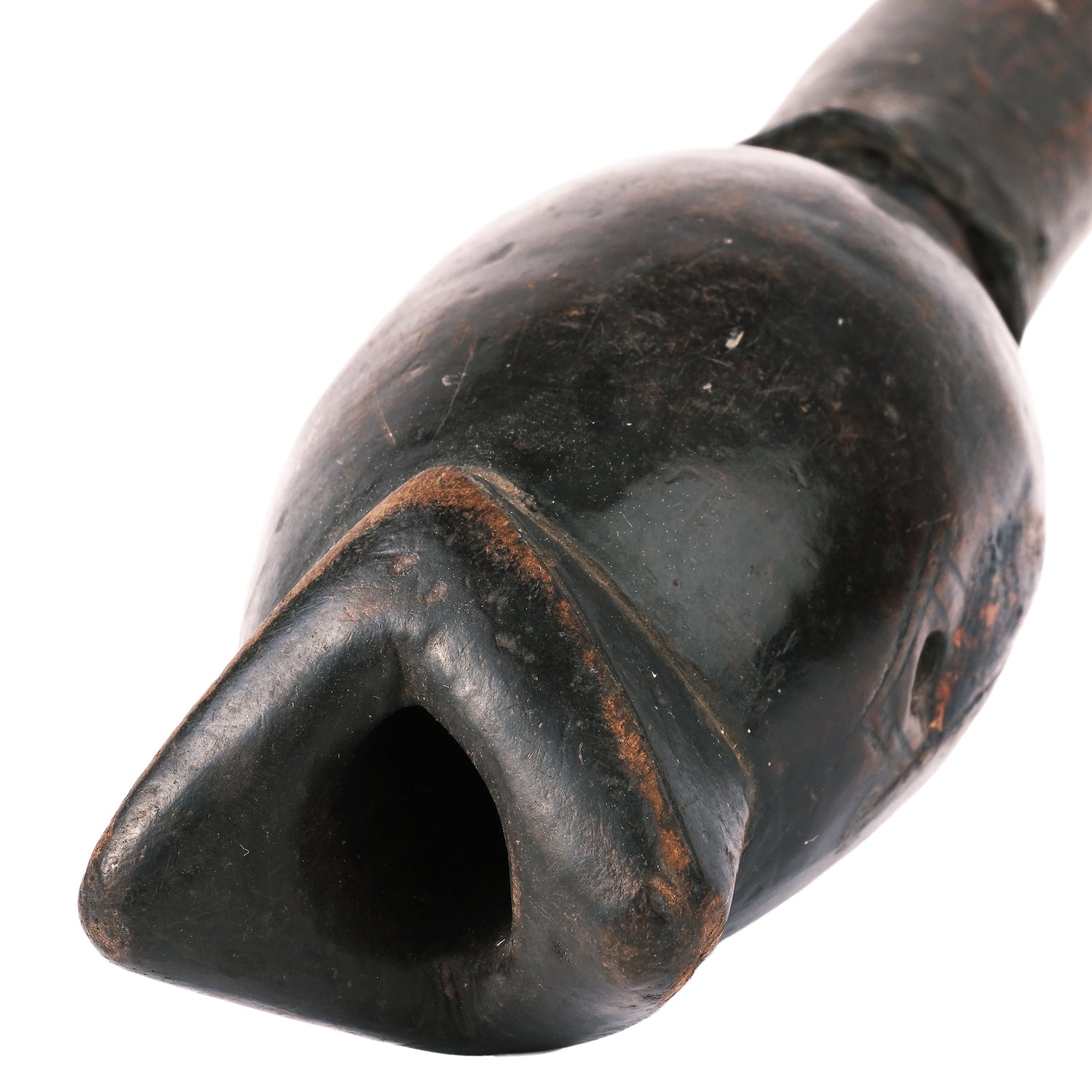 Burkina Faso Flöte, Phallische Darstellung, 29,2 cm