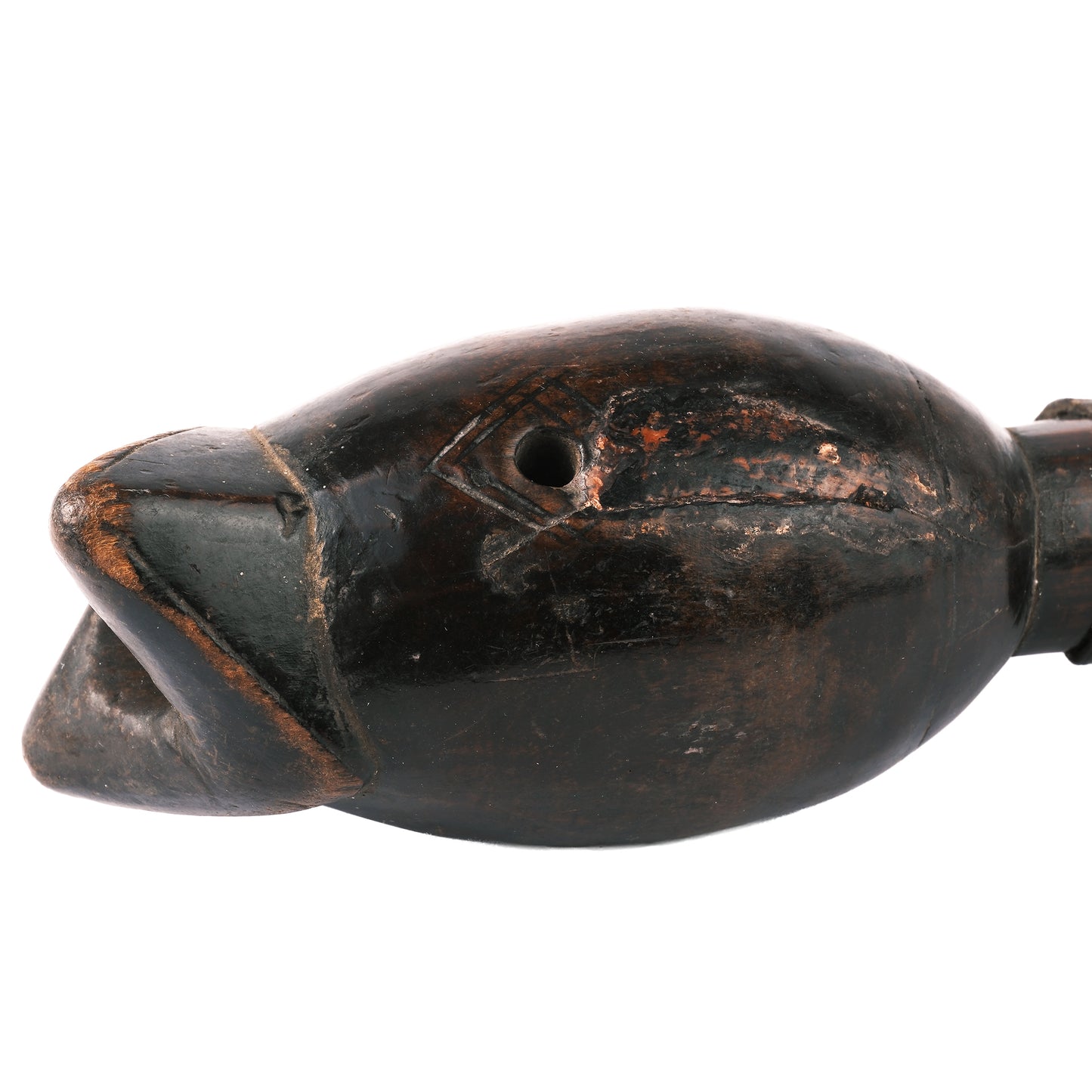 Burkina Faso Flöte, Phallische Darstellung, 29,2 cm